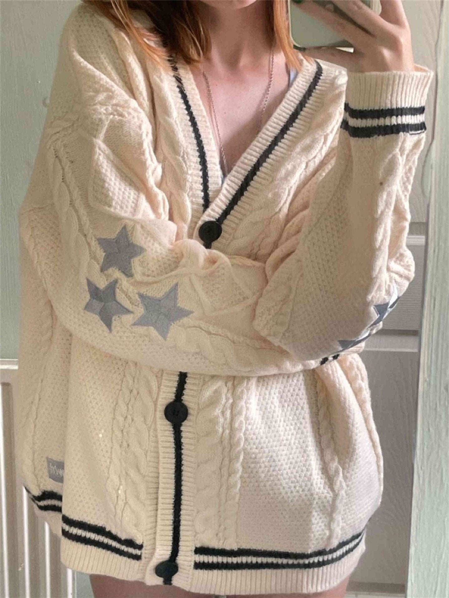 Cardigan en Maille Étoilée - Style Confort Chic