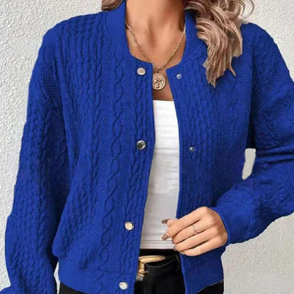 Cardigan Boutonné de Couleur Unie