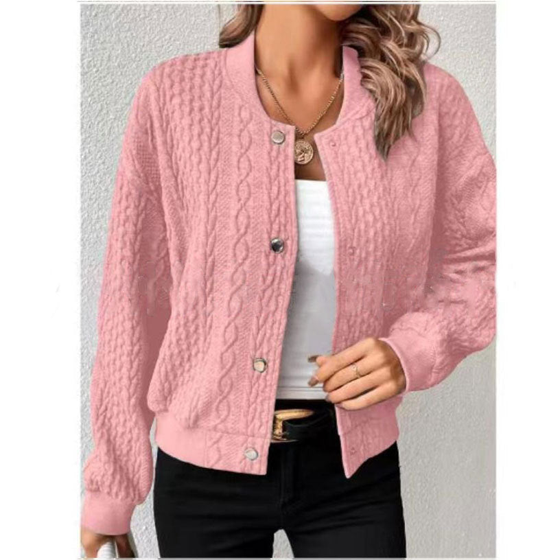 Cardigan Boutonné de Couleur Unie